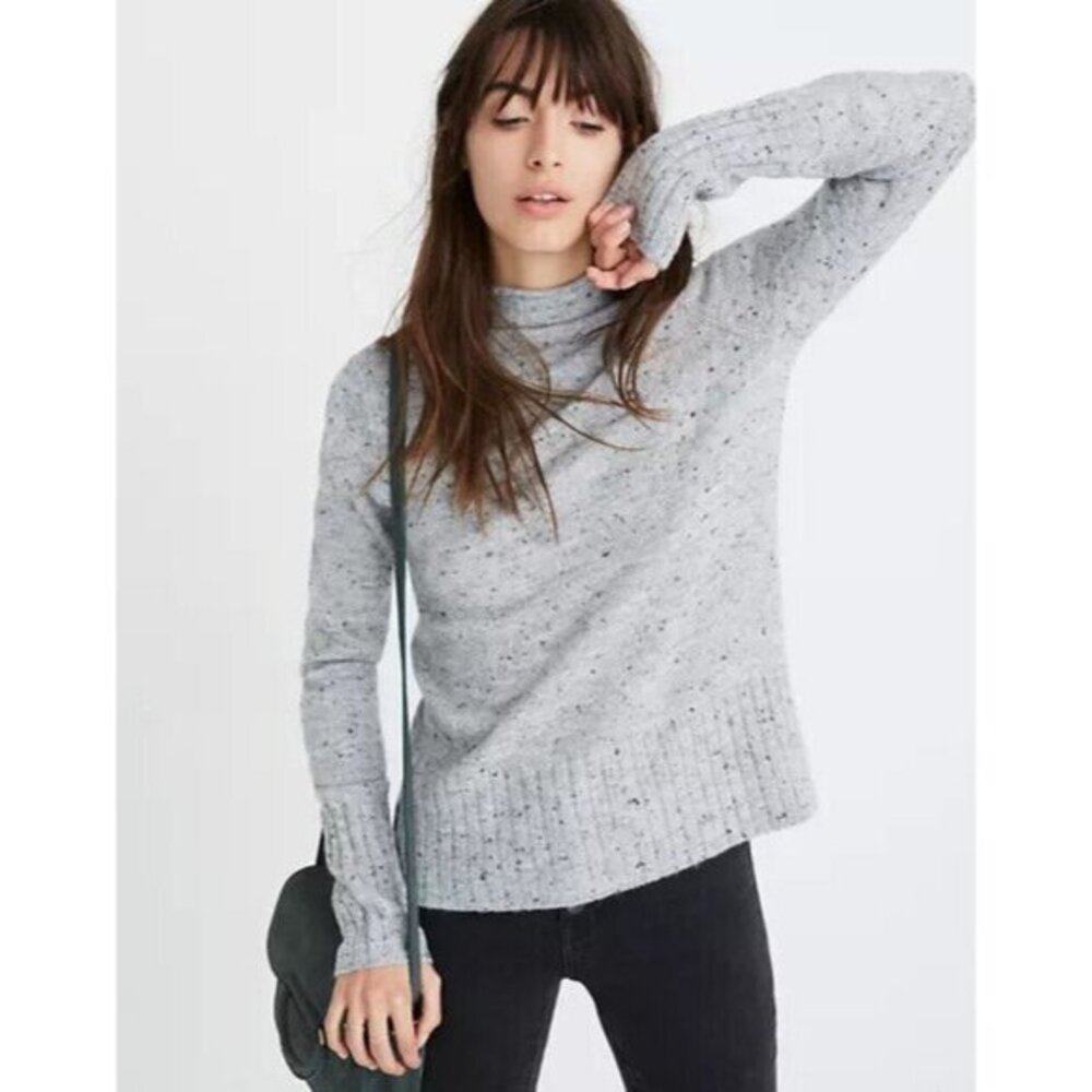 Madewell Sweater Donegal Inland Turtleneck Pullover Grey Wool SZ XS NWT